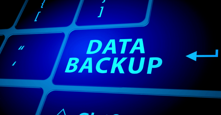 Data backup illuminated on a keyboard